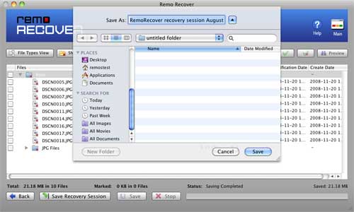 Retrieve Music Files on Mac - Save Recovery Session